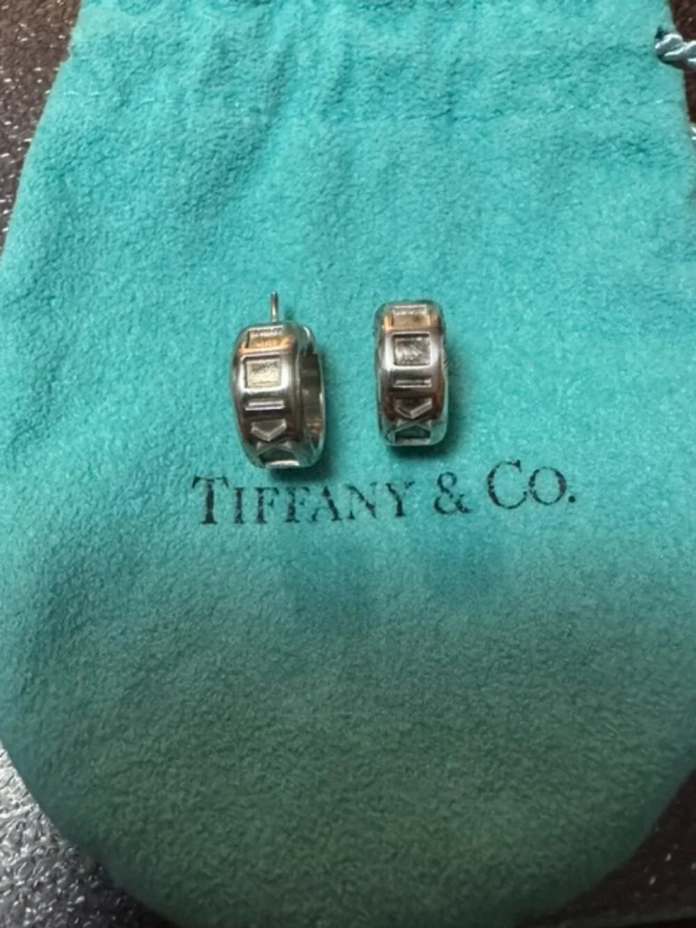 Tiffany & Co. Atlas X Hoop Earrings | Vintage 1995 | Sterling Silver 925 | Made - Picture 3 of 4